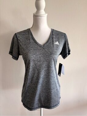 Adidas Women's Grey Heather V-Neck Athletic Tee